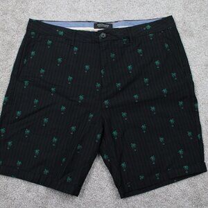 Scotch & Soda AOP Chino Shorts Mens 36 Black/Green Island Getaway w/ 9" inseam